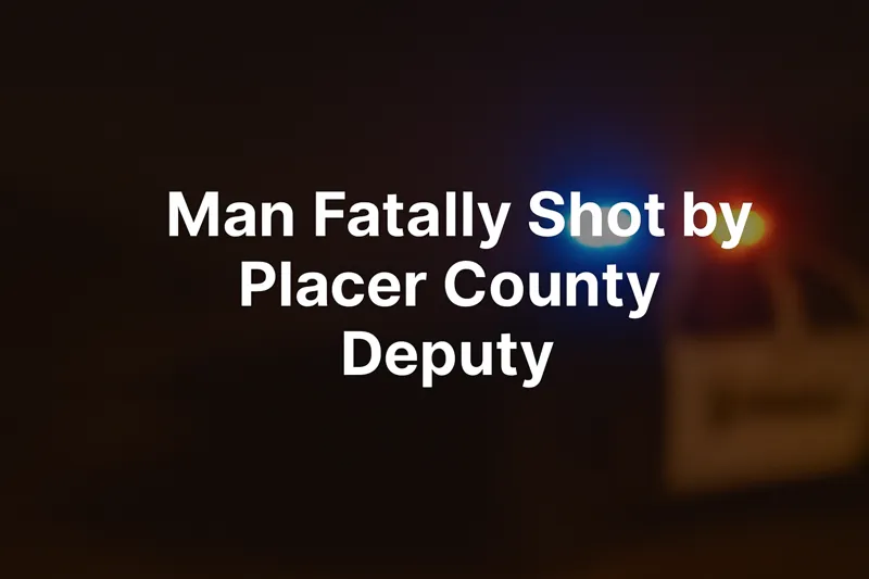 Blurred patrol lights with bold white text reading “Man Fatally Shot by Placer County Deputy.”